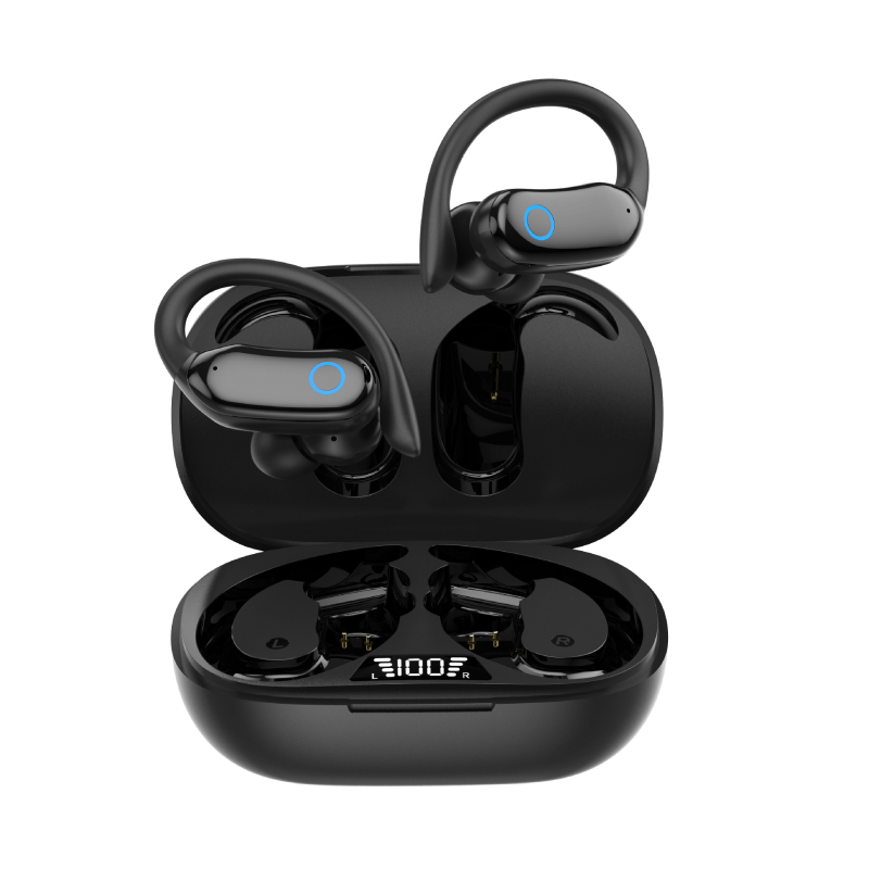 Bežične Bluetooth slušalice s držačem za uho (earhook), IPX7 vodootporne, TWS, zvuk visoke kvalitete, trajanje baterije 4–8 h, BT 5.4, domet do 10 m