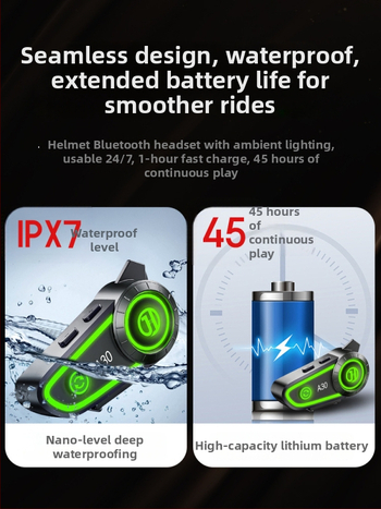 Hengjiang-A30 vodootporna Bluetooth slušalica za kacige motociklista – Kompatibilna s kacigama full-face i half-face – Duga trajnost baterije – hands-free pozivi