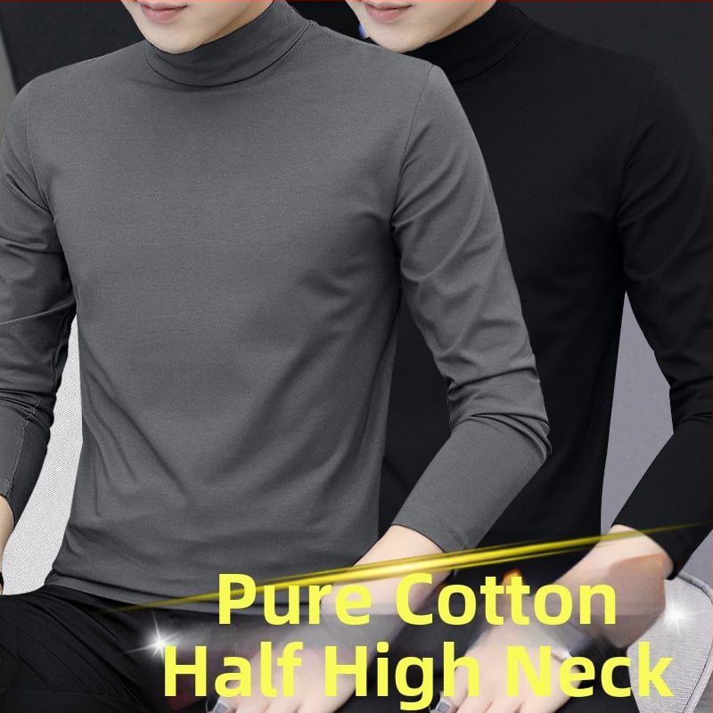 Muška pamučna majica s dugačkim rukavima i stojećim ovratnikom, slim fit, tanak materijal (100% pamuk; stojeći ovratnik; dugi rukavi; slim fit)