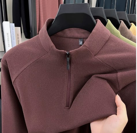 Ανδρικό φλις φούτερ με ψηλό γιακά και φερμουάρ, πολυεστέρας 81–90%, κανονικό πάχος