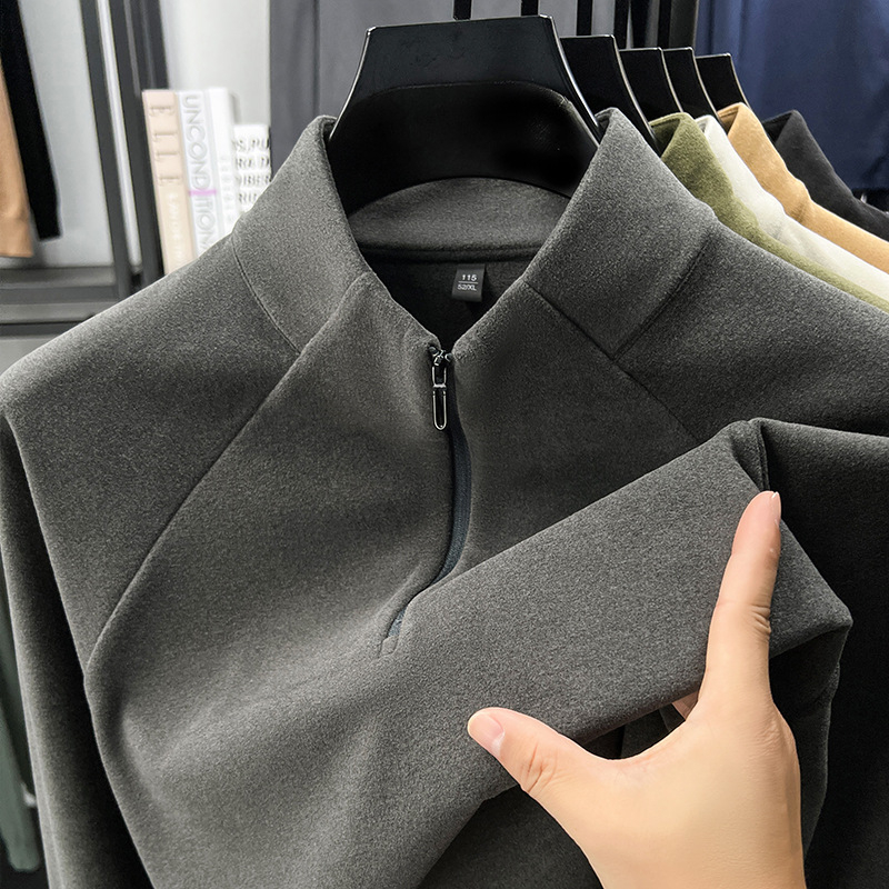 Ανδρικό φλις φούτερ με ψηλό γιακά και φερμουάρ, πολυεστέρας 81–90%, κανονικό πάχος