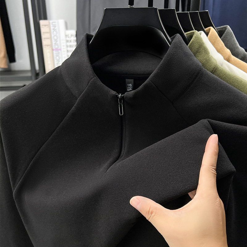 Ανδρικό φλις φούτερ με ψηλό γιακά και φερμουάρ, πολυεστέρας 81–90%, κανονικό πάχος