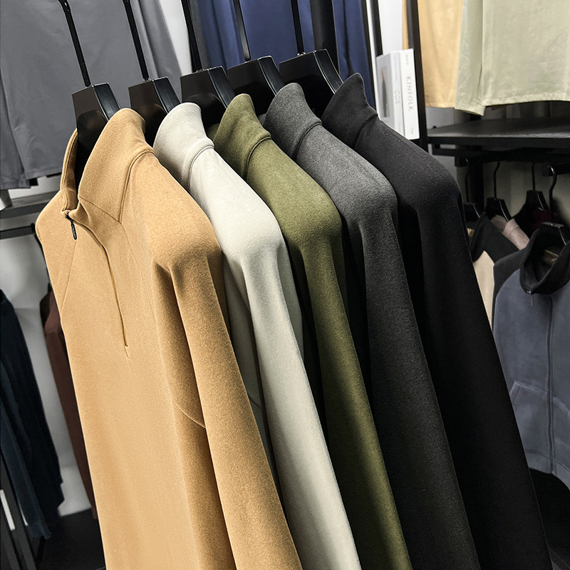 Ανδρικό φλις φούτερ με ψηλό γιακά και φερμουάρ, πολυεστέρας 81–90%, κανονικό πάχος