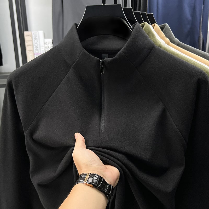 Ανδρικό φλις φούτερ με ψηλό γιακά και φερμουάρ, πολυεστέρας 81–90%, κανονικό πάχος