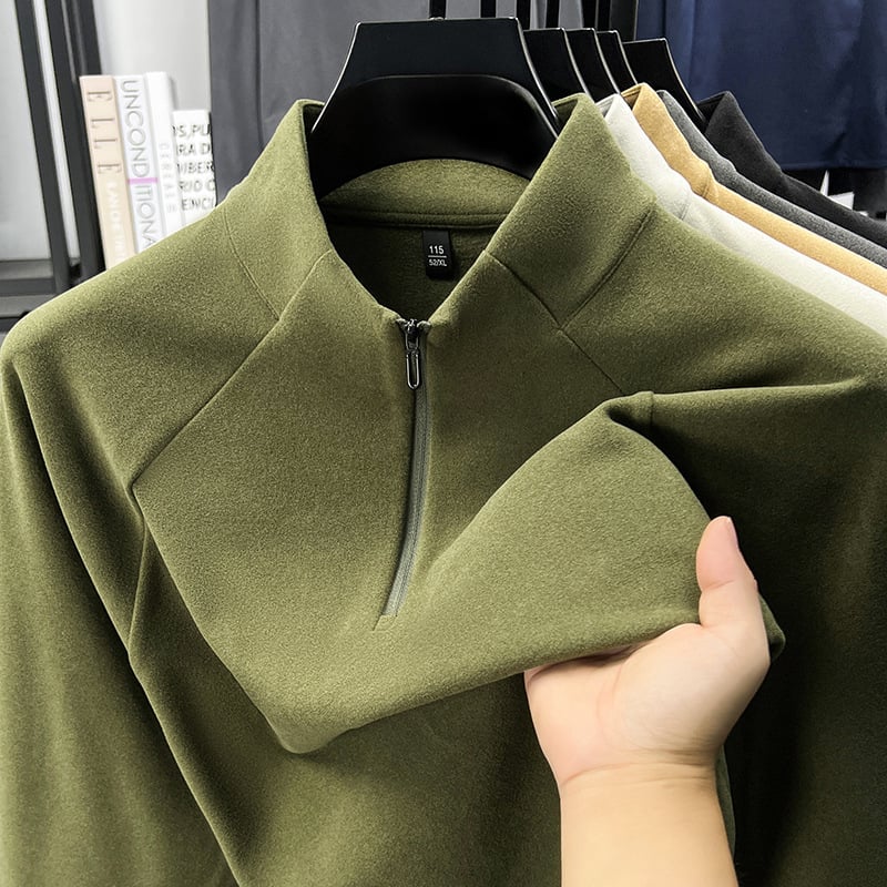 Ανδρικό φλις φούτερ με ψηλό γιακά και φερμουάρ, πολυεστέρας 81–90%, κανονικό πάχος