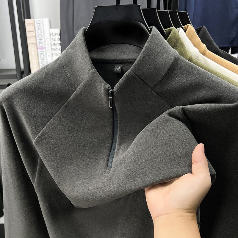 Ανδρικό φλις φούτερ με ψηλό γιακά και φερμουάρ, πολυεστέρας 81–90%, κανονικό πάχος