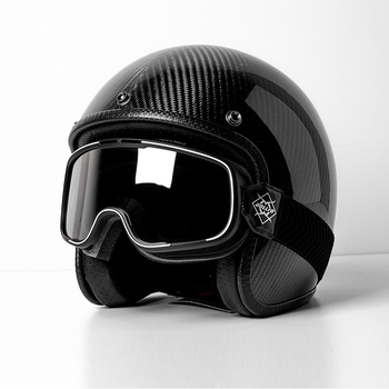 Cască de motocicletă din fibră de carbon 3/4, stil retro american, Huanshou, pentru adulți, călătorii, certificat 3C