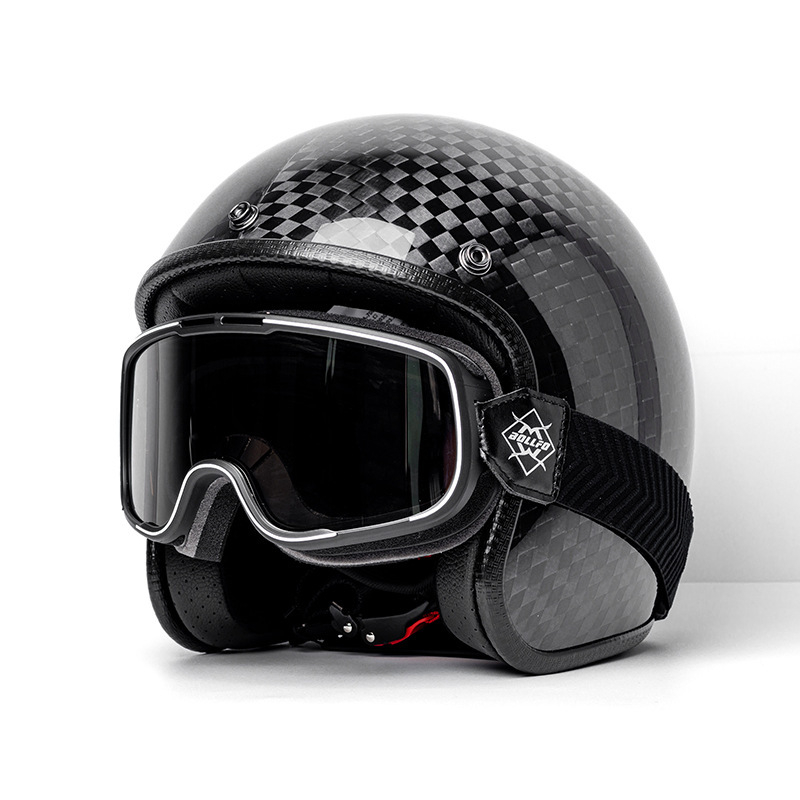 Cască de motocicletă din fibră de carbon 3/4, stil retro american, Huanshou, pentru adulți, călătorii, certificat 3C