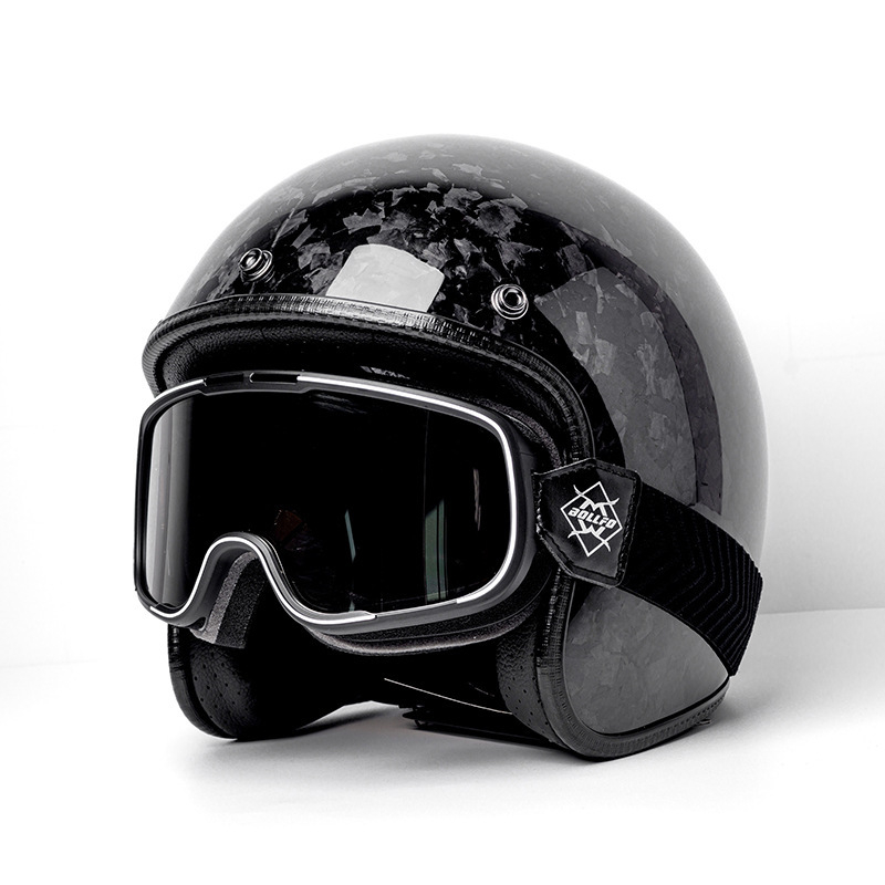 Cască de motocicletă din fibră de carbon 3/4, stil retro american, Huanshou, pentru adulți, călătorii, certificat 3C