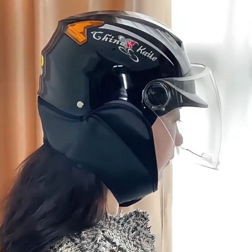AWN ABS polu kaciga za motocikle i električna vozila, 3C certificirana, unisex zimska kaciga s toplim šalom za vrat, otisnut dizajn