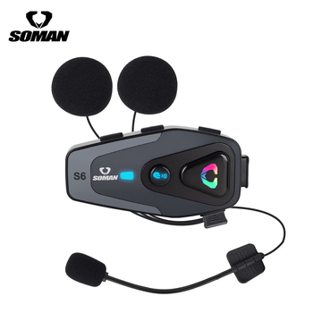 SOMAN Bluetooth headset za kacigu motocikla — vodootporni S6, domet 10 m, 25 h baterija, Bluetooth 5.0, 3D stereo zvuk