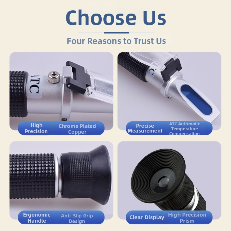 HT515-2ATC Refractometru de bere pentru homebrew – măsurător de concentrație, măsurător de zahăr, tester pentru wort