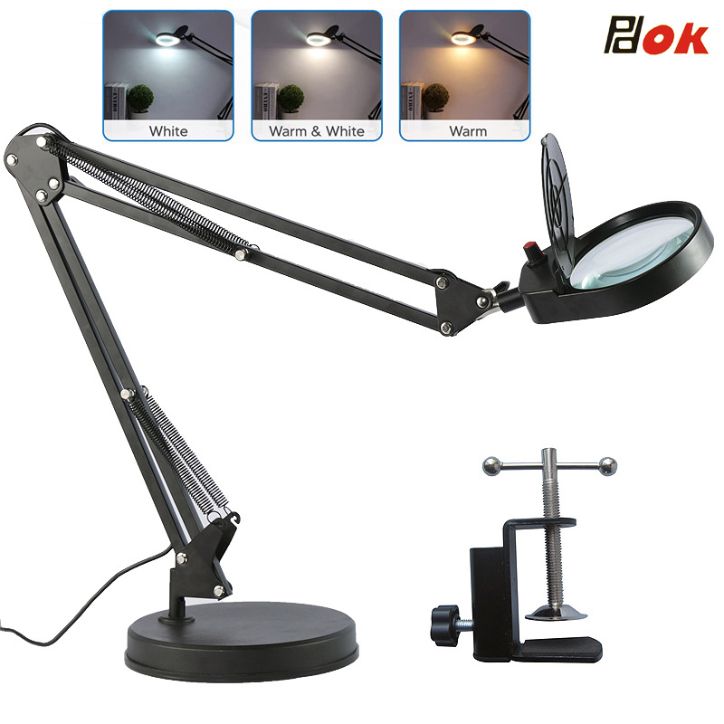 Stolna lampa s povećalom na klipsu, dvostruka namjena, metalno kućište, PD97ST, zaštita očiju