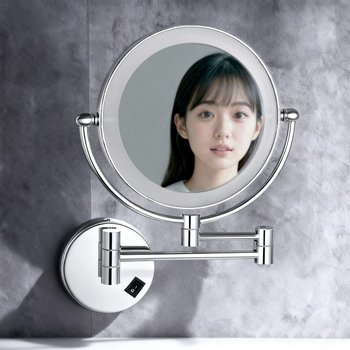 8 hüvelykes világított fürdőszobai tükör nagyítással, dupla oldalú, összecsukható sminktükör