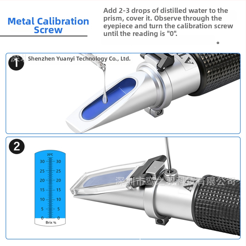 Ručný refraktometer 0-32% Brix, meranie cukru v šťavách, sirupoch a dezertoch
