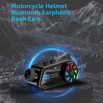 Bluetooth slúchadlo pre motocyklovú prilbu s navigáciou, hudbou a hovormi, integrovaná kamera a záznam, Bluetooth 5.4, dosah 10 m, stereo dvojkanál, vodotesné a prachotesné, viac než 20 h prehrávania