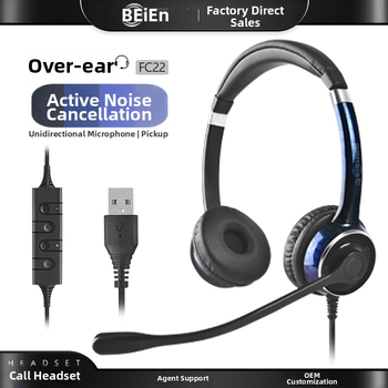 Bain FC22USB slúchadlá s dvojitým mikrofónom a potlačením šumu, USB, pre testy počúvania a hovorenia, frekvenčný rozsah 100-6800 Hz, impedancia 150 Ω, citlivosť 110±3 dB