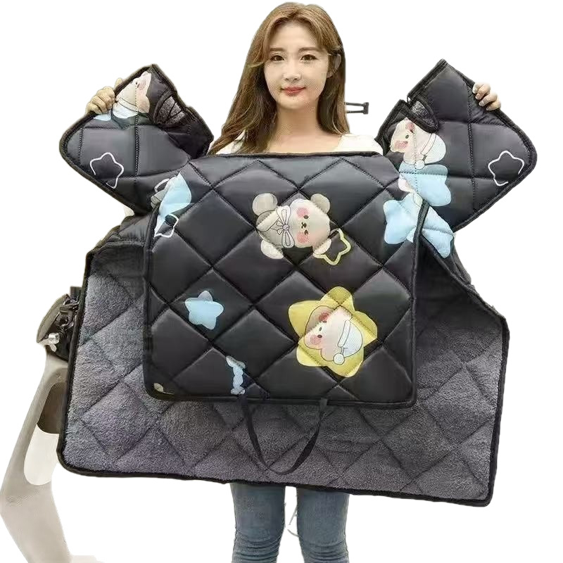 Κάλυμμα κατά του ανέμου με φλίς για ηλεκτρικά οχήματα, ευρύς προσαρμογή για μοτοσικλέτες και ηλεκτρικά σκούτερ, αδιάβροχο, παχύ για τον χειμώνα