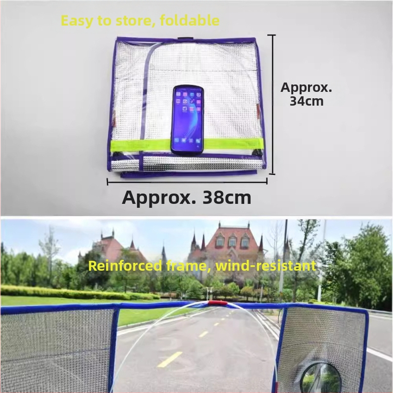 Priehľadný kryt predného veterného skla z PVC pre elektrické vozidlo — vhodný pre trojkolesové vozidlo, motorku a elektrické auto, s tlačeným logom, nie je vodeodolný