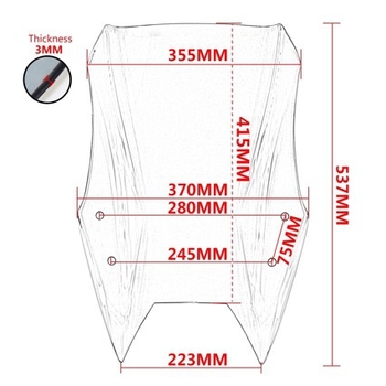 Prednje vjetrobransko staklo za Suzuki V-Strom DL650/XT ADV 2017-2024 - PC Plastika, Aoxing, Artikal 086