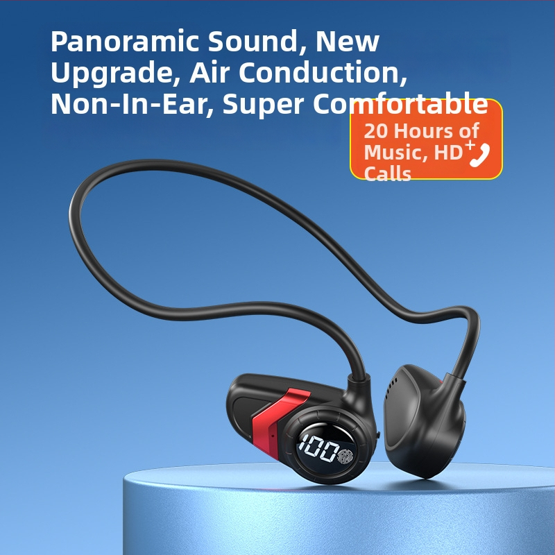Casti Bluetooth cu conductie osoasa, design deschis pentru ureche, ecran digital, Bluetooth 5.0, autonomie de peste 8 ore