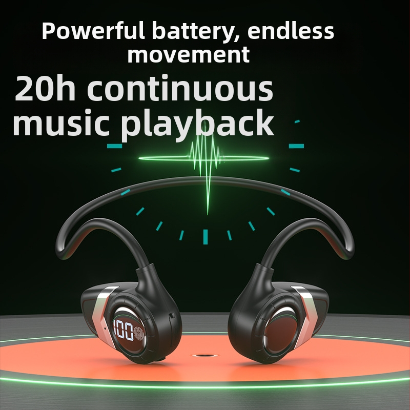 Casti Bluetooth cu conductie osoasa, design deschis pentru ureche, ecran digital, Bluetooth 5.0, autonomie de peste 8 ore