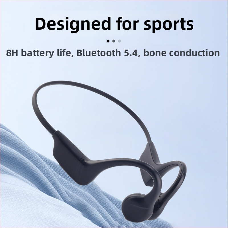 Căști cu conductie osoasă, bandă de gât wireless, design cu cârlig pentru ureche, Bluetooth 5.4, IPX5, autonomie baterie 8+ ore, rază de 15 m
