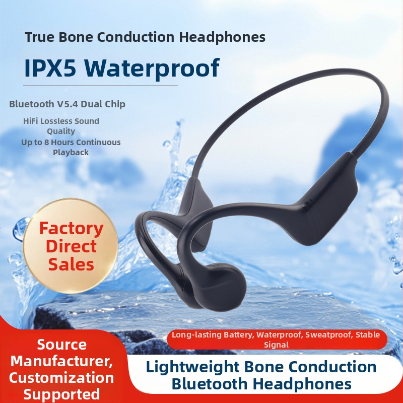 Căști cu conductie osoasă, bandă de gât wireless, design cu cârlig pentru ureche, Bluetooth 5.4, IPX5, autonomie baterie 8+ ore, rază de 15 m