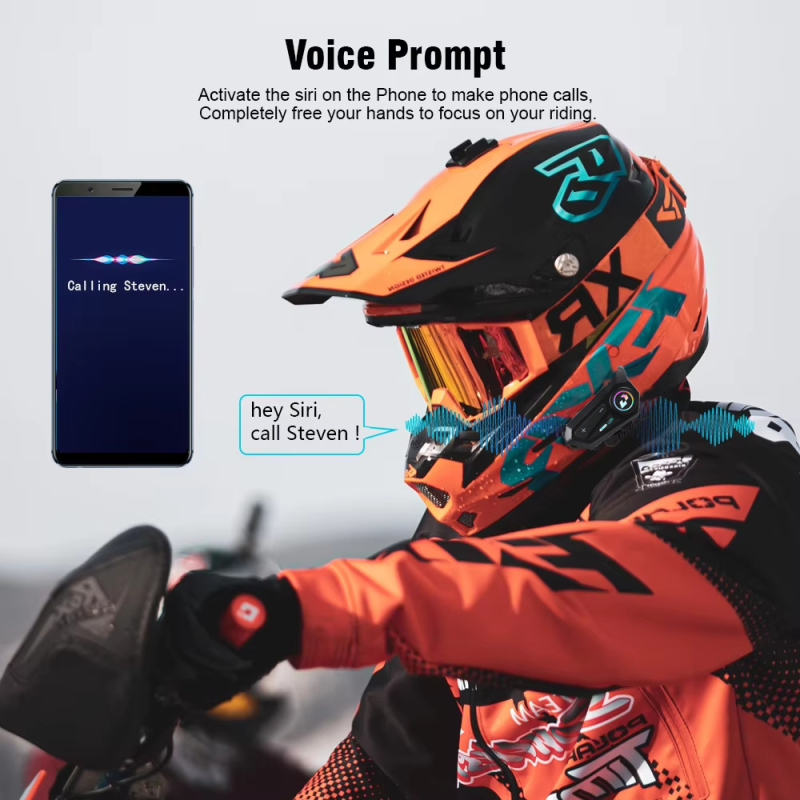 Bluetooth slušalica za motocikle za kacige s punom i polu licem - stereo, Bluetooth 5.0, domet 5 m, baterija 16 h, čip 5.4
