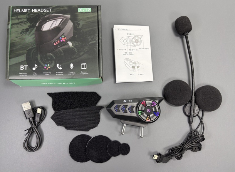 Cască de motocicletă cu headset Bluetooth, YUMES X-12, rezistentă la ploaie, compatibilă cu modelele generale