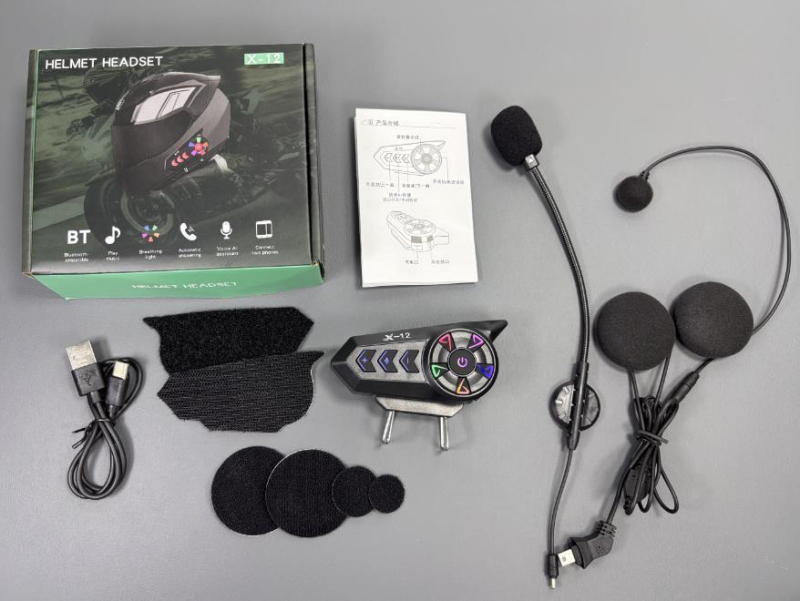 Cască de motocicletă cu headset Bluetooth, YUMES X-12, rezistentă la ploaie, compatibilă cu modelele generale