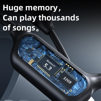 Căști cu conducție osoasă, rezistente la apă, afișaj digital de energie, 32GB memorie, Bluetooth 5.0, IPX8