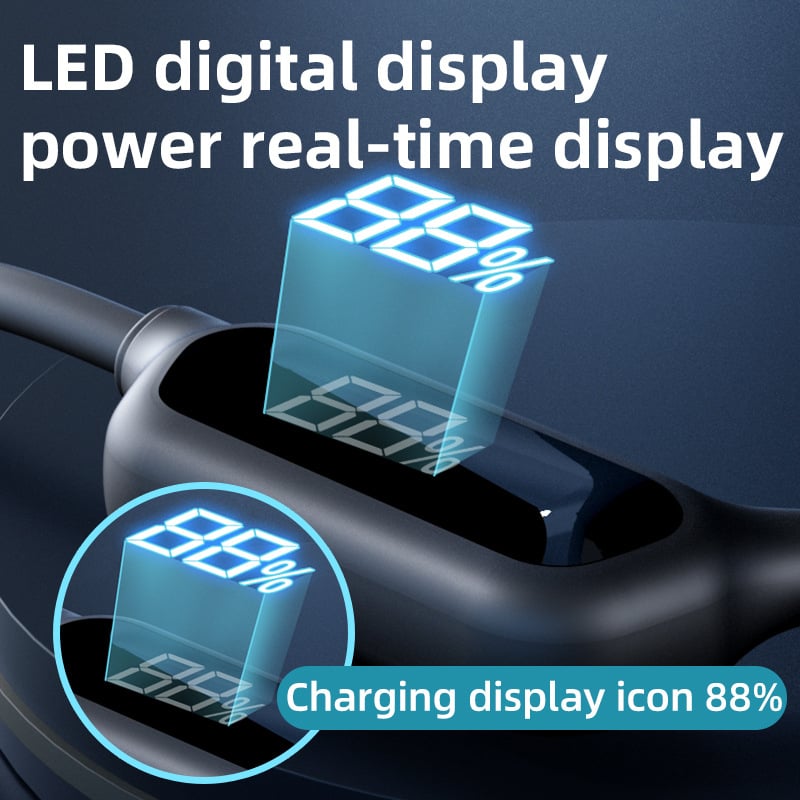 Căști cu conducție osoasă, rezistente la apă, afișaj digital de energie, 32GB memorie, Bluetooth 5.0, IPX8