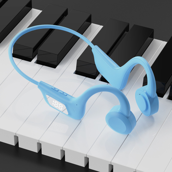 Căști Bluetooth cu conducție osoasă, montate la nivelul gâtului, slot pentru card, display digital, Bluetooth 5.0