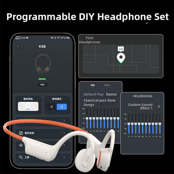Bluetooth slušalice s kostnom provodljivošću, s držačem za uho, stereo, Bluetooth 5.3, trajanje baterije 4–8 sati, za glazbu i trčanje