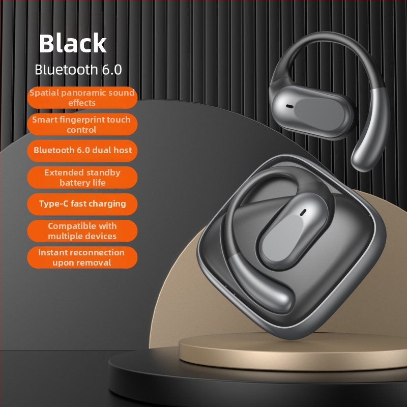 Bluetooth sport slušalice s otvorenim uhom i ušnom kopčom, stereo zvuk, Bluetooth 5.4, domet 10 m, trajanje baterije 4–8 sati