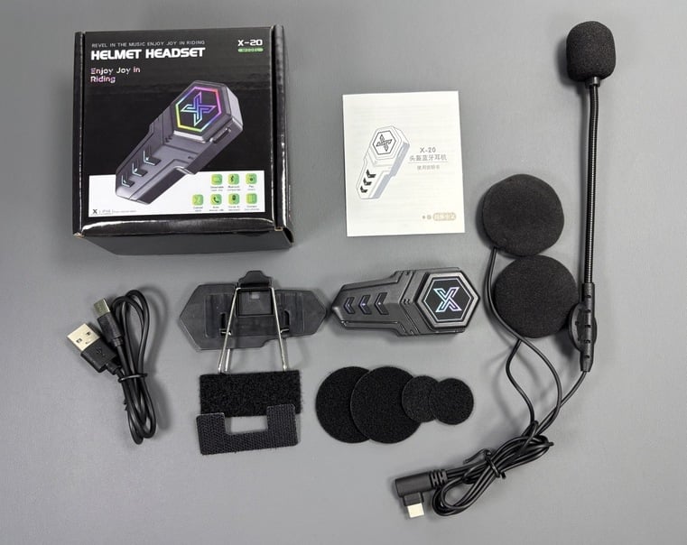 Headset Bluetooth pentru cască, Bluetooth 5.0, baterie de 30 h, rază de 50 m, impermeabil și reducere a zgomotului