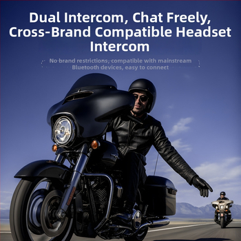 Bluetooth slúchadlá na prilbu – dvojitý interkom, dosah 500 m, stereo, Bluetooth 6.0, 22 h výdrž batérie