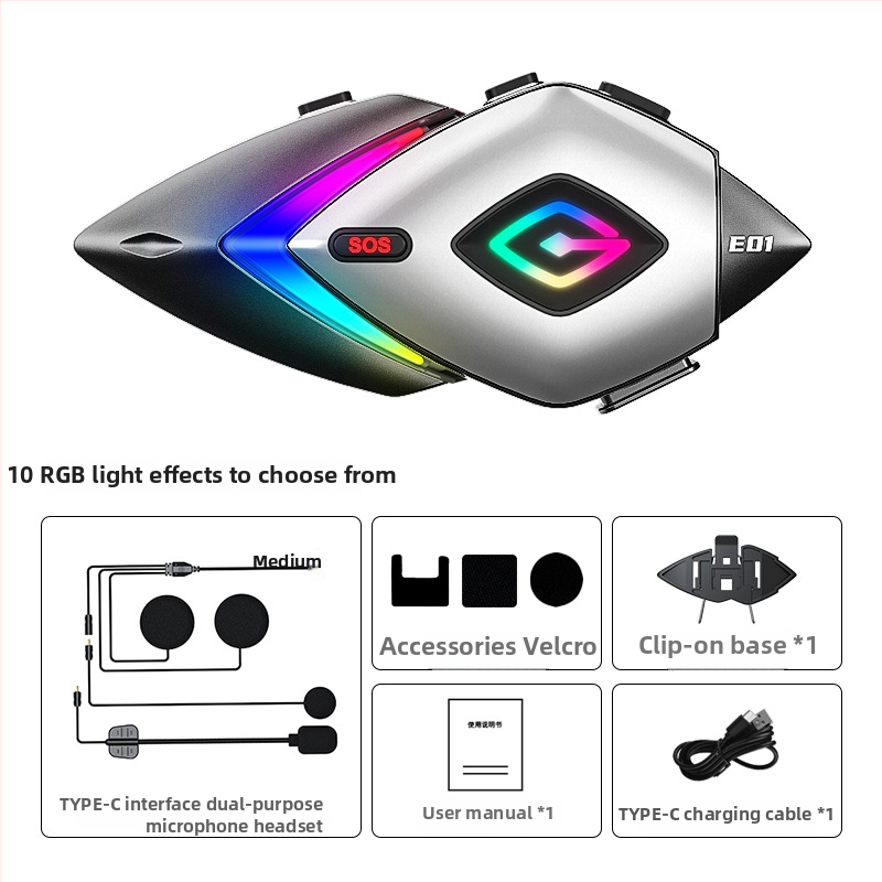 Bluetooth slúchadlá na prilbu – dvojitý interkom, dosah 500 m, stereo, Bluetooth 6.0, 22 h výdrž batérie