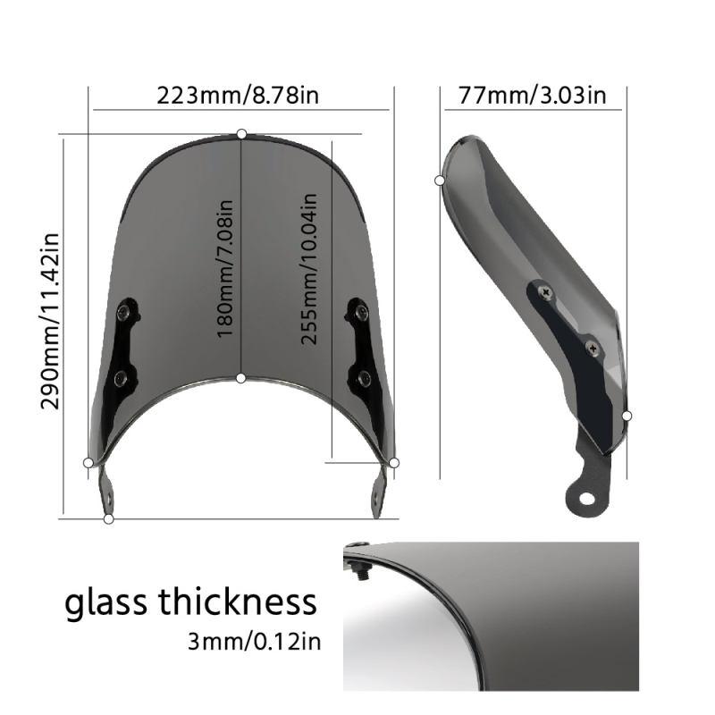 Deflector de vânt pentru SEKORON RA401 (2023–2024) - parbriz PC, suport din oțel de 2 mm, modelul T100