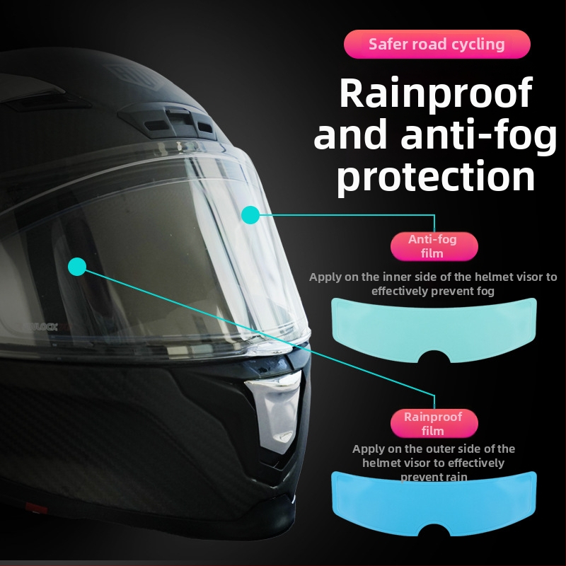 Film proti zahmlievaniu prilby — univerzálny pre prilby na motocykle a elektrické vozidlá; dlhodobý anti-fog efekt, odolné proti dažďu šošovka, zimné použitie