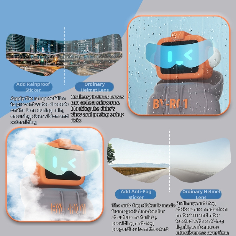Филм за мотоциклетна каска против запотяване и дъжд — PET материал, HD качество