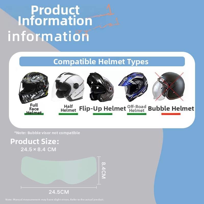 Филм за мотоциклетна каска против запотяване и дъжд — PET материал, HD качество