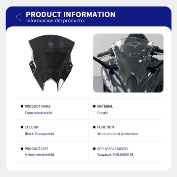 Prednji vjetrodeflektor za Kawasaki Ninja 500 SE - Jenik, otporan na vjetar i prašinu, kompatibilan s Kawasaki motociklom