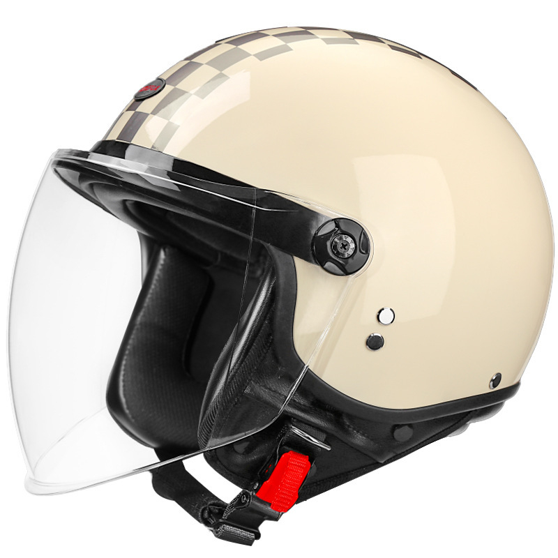 3C certificirani motociklistički šlem 3/4, kožni, unisex, retro stil za skutere, za sve sezone