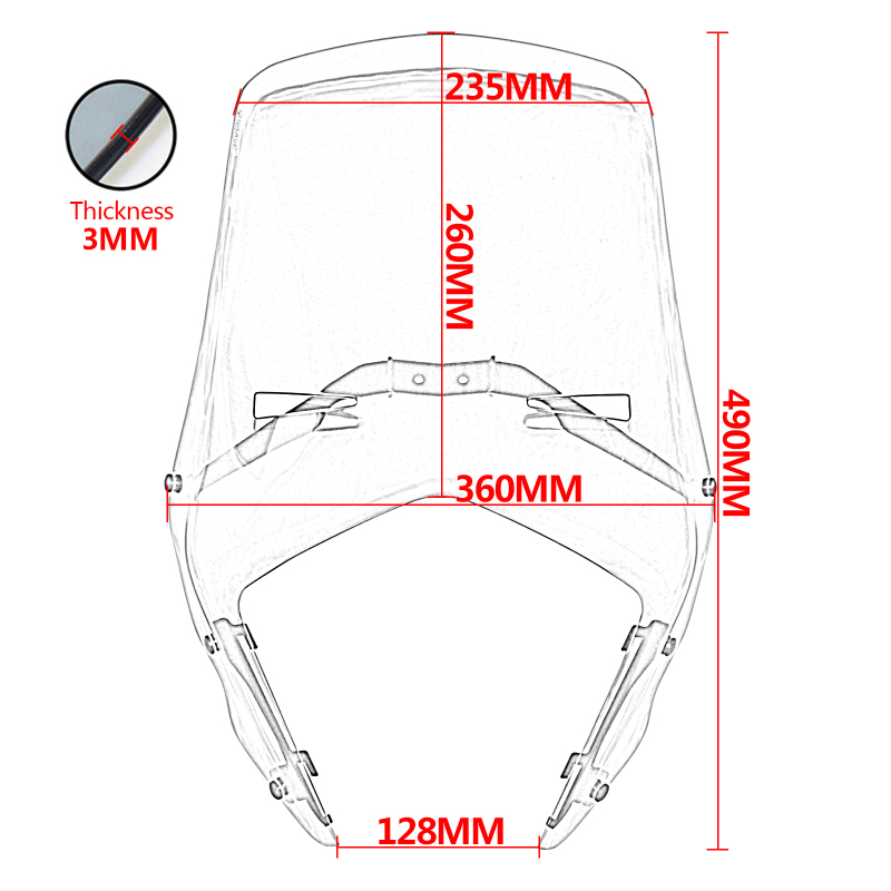 PC plastični vjetrobran za KTM 390/790/890 Adventure motocikl, težina 1,7 kg