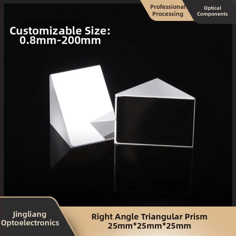 Optická sklenená trojuholníková prizma, 45° pravouhlá, reflexná prizma s optickým povlakom