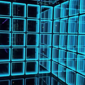 3D beskonačno ogledalo za barove i kafiće — dinamično višeslojno uz neon LED osvjetljenje (Model: Led abyss light; Materijal: aluminij + akrilni svjetlosni voditelj; Prilagodljive dimenzije i debljina)