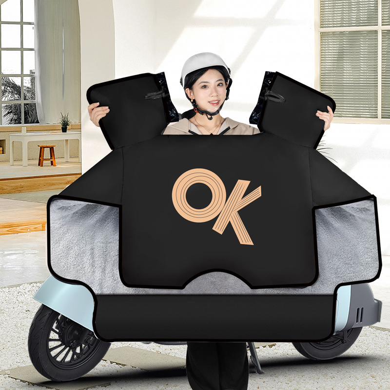 Husa pentru parbriz din Oxford, căptușită cu fleece pentru iarnă, impermeabilă și rezistentă la vânt, universală pentru patru sezoane, pentru mașini electrice, motociclete și tricicluri