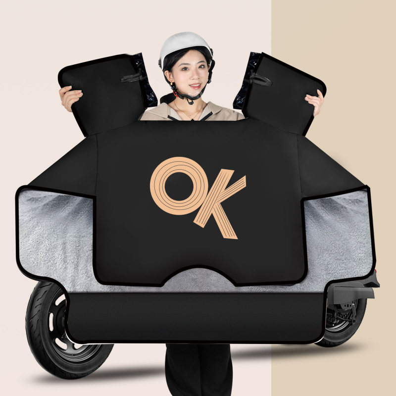 Husa pentru parbriz din Oxford, căptușită cu fleece pentru iarnă, impermeabilă și rezistentă la vânt, universală pentru patru sezoane, pentru mașini electrice, motociclete și tricicluri